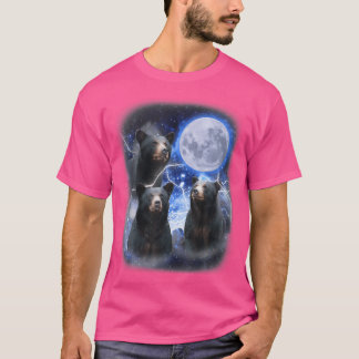 Camiseta Three Black Bear Moon 3 Wild Bears Gazing At The M
