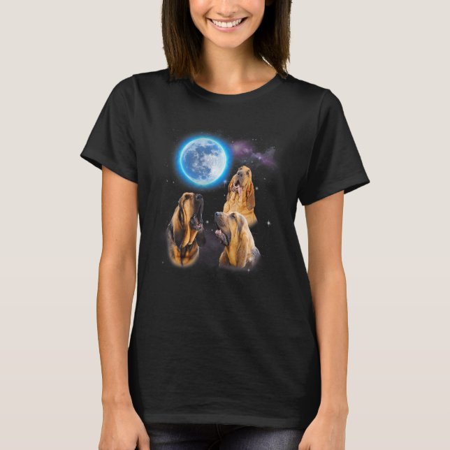 Camiseta Three Bloodhound Howling At Moon   Dog  Costume (Frente)