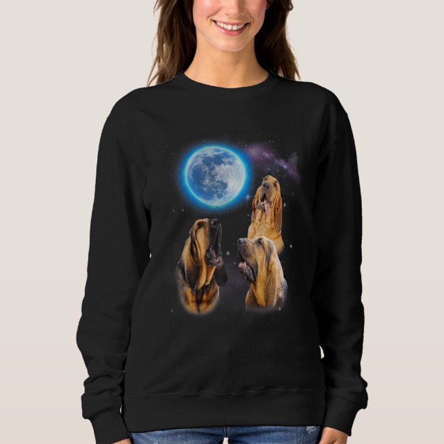 Camiseta Three Bloodhound Howling At Moon   Dog  Costume (Frente)