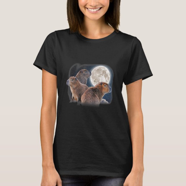 Camiseta Three Capybaras and Moon Funny Capybara Humor Paro (Frente)
