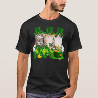 Camiseta Three Cat Shamrock St Patricks Day Meowy Irish Gif