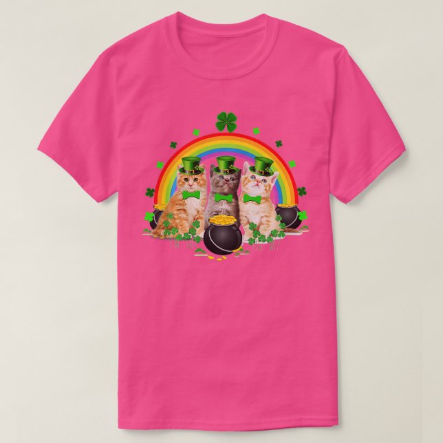 Camiseta Three Cat St Patricks Day  Kitty Kitten Lover Iris (Frente do Design)