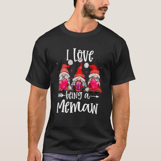 Camiseta Three Gnomes I Love Being A Memaw Funny Valentines (Frente)