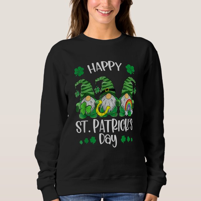 Camiseta Three Gnomes Shamrock Happy St Patrick's Day Go Lu (Frente)