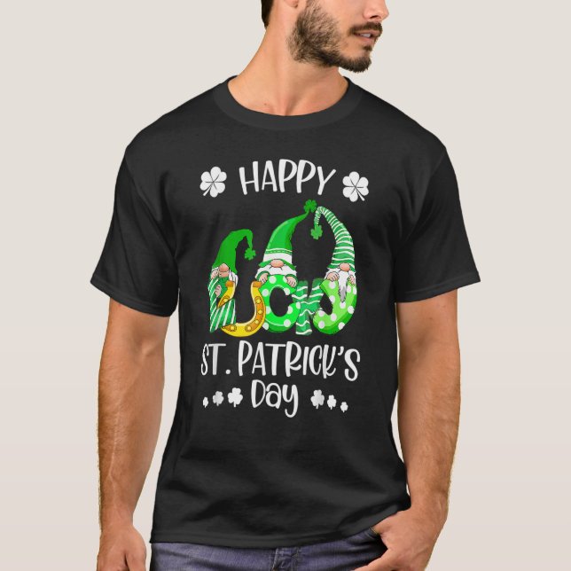 Camiseta Three Gnomes Shamrock Happy St Patrick's Day Go Lu (Frente)