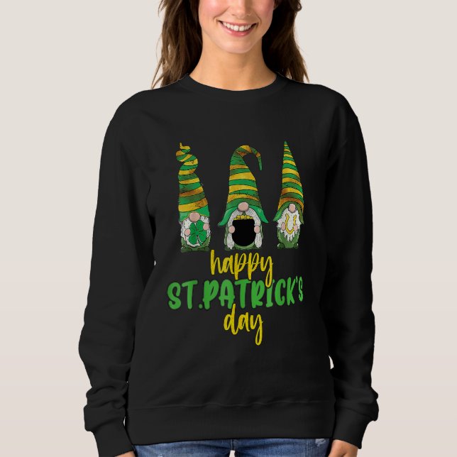 Camiseta Three Gnomes Shamrock Happy St Patrick's Day Go Lu (Frente)