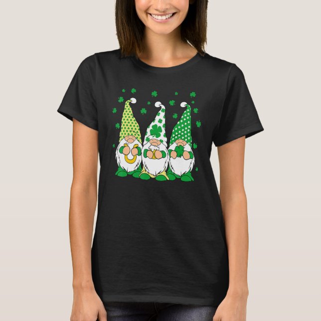 Camiseta Three Green Irish Gnomes Shamrock Clover St Patric (Frente)