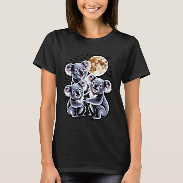 Camiseta Three Koalas and a Moon Funny Cosmic Shirt (Frente)