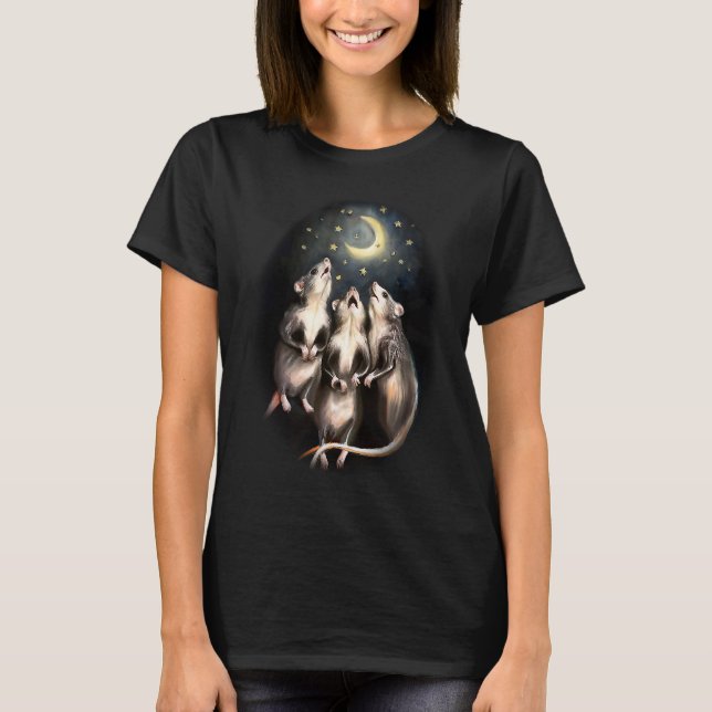 Camiseta Three Opossums Howling At The Moon Weird Emo Possu (Frente)
