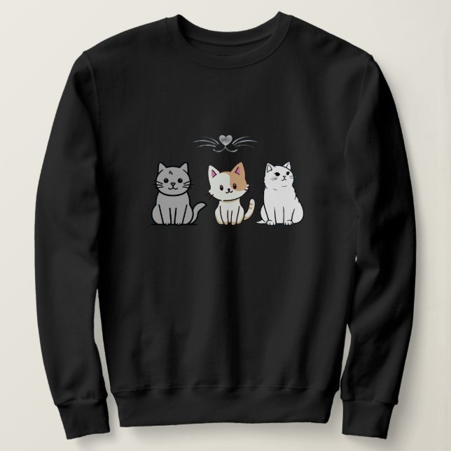 Camiseta Three Sitting Cartoon Cats (Frente do Design)