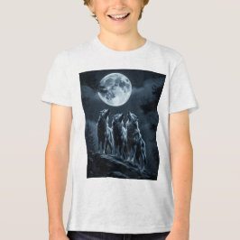 Camiseta Three Wolves Howling at the Full Moon - Three Wolf