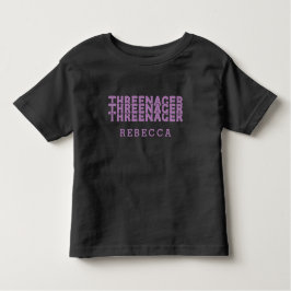 Camiseta Threenager Letreiro Retro Nome Lilás