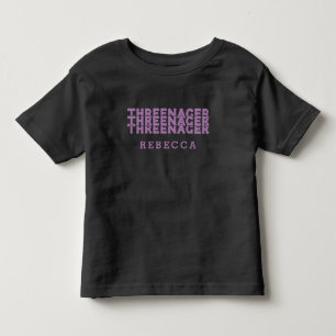 Camiseta Threenager Letreiro Retro Nome Lilás