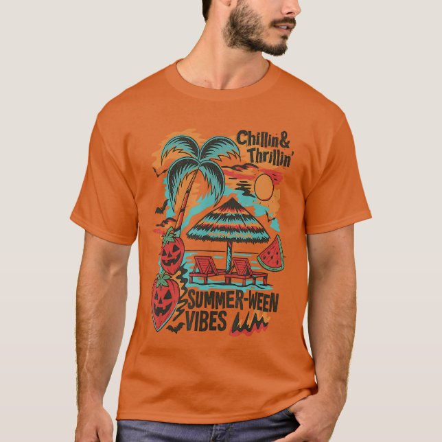 Camiseta Thrillin Summerween Vibes BeachParty Halloween (Frente)
