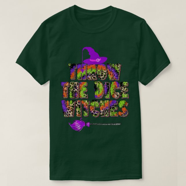 Camiseta Throw the Dice Witches Halloween Funny Witch Tie D (Frente do Design)