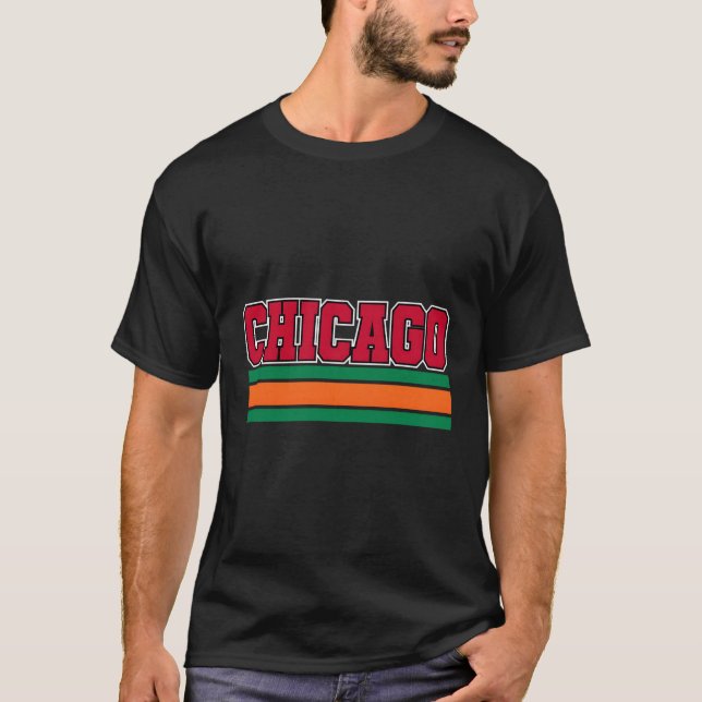 Camiseta Throwback Chicago Blackredorangegreen Hometown Chi (Frente)