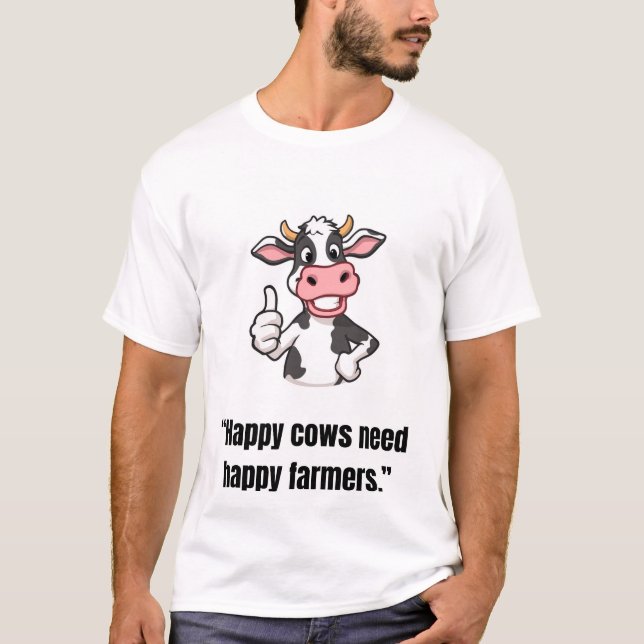 Camiseta Thumbs Up Cow – Funny Cartoon Tee (Frente)