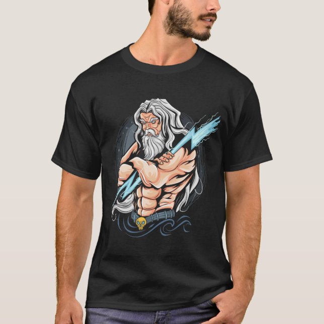 Camiseta thunder zeus deus trabalho de arte pode usar (Frente)
