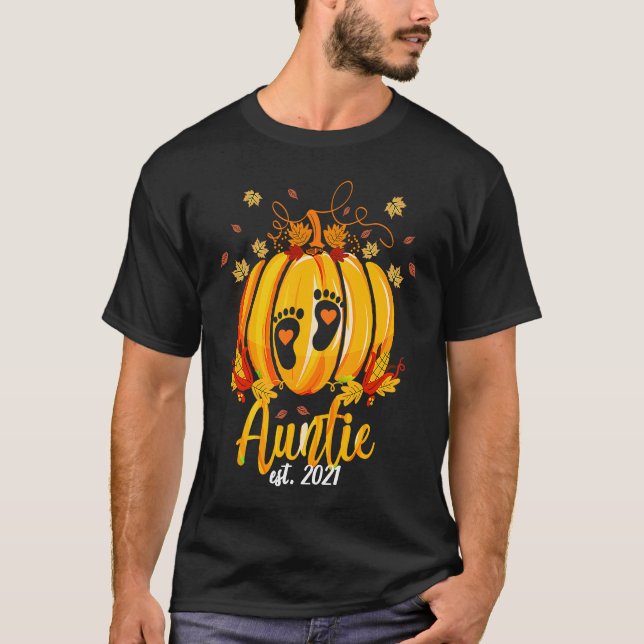 Camiseta Tia 2021 Família Pumpkin Matching Ação de Graças (Frente)