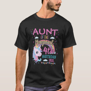 Camiseta Tia 4ª Filha Unicórnio Arco-Íris Família Py