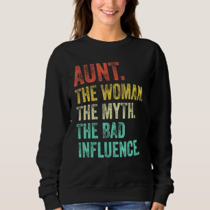 Camiseta Tia A Mulher O Mito A Má Influência Retrô Vi