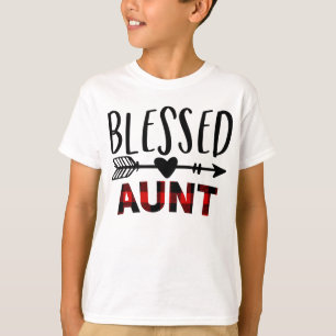 Camiseta Tia abençoada da Xadrez Buffalo Vermelha - Natal p