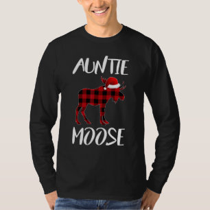 Camiseta Tia Alce Búfalo Xadrez Vermelho Papai Noel Natal F