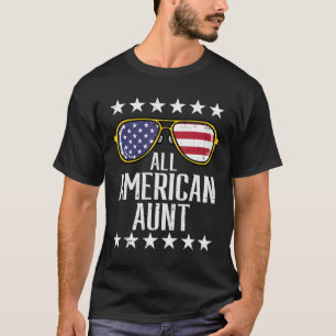 Camiseta Tia Americana Dia 4 De Julho Memorial Day Casament