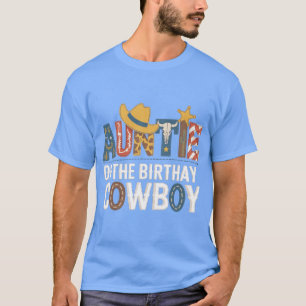 Camiseta Tia aniversário de 1 ano desenho cowboy ocidental