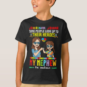 Camiseta Tia Autismo Meu Sobrinho é Meu Herói Consciência A