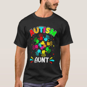 Camiseta Tia Autista Puzzle Apoio Família Conscientização d
