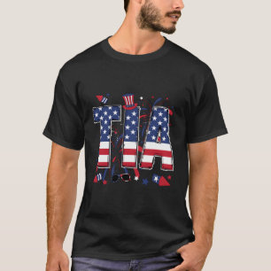 Camiseta Tia Avó Dia 4 De Julho Bandeira Americana Tia Gran