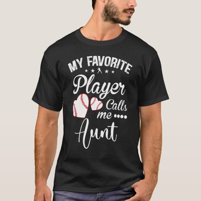 Camiseta Tia Baseball Meu Jogador Favorito Me Chama Tia (Frente)