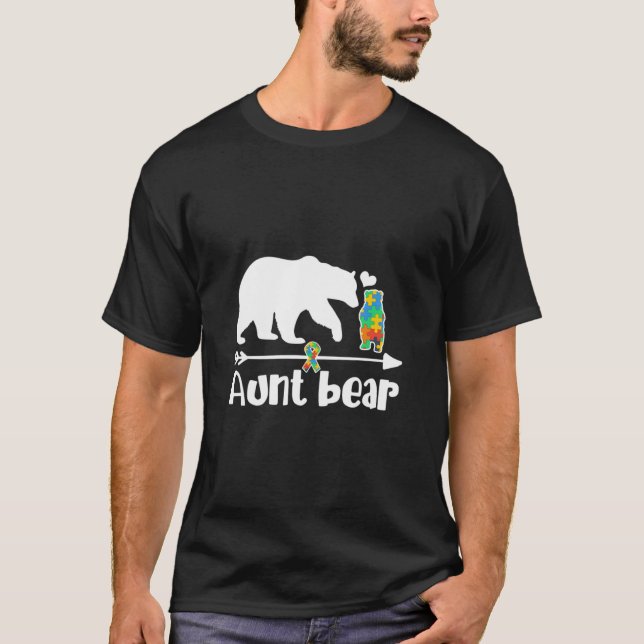 Camiseta Tia Bear Autismo Quebra-cabeça de conscientização  (Frente)