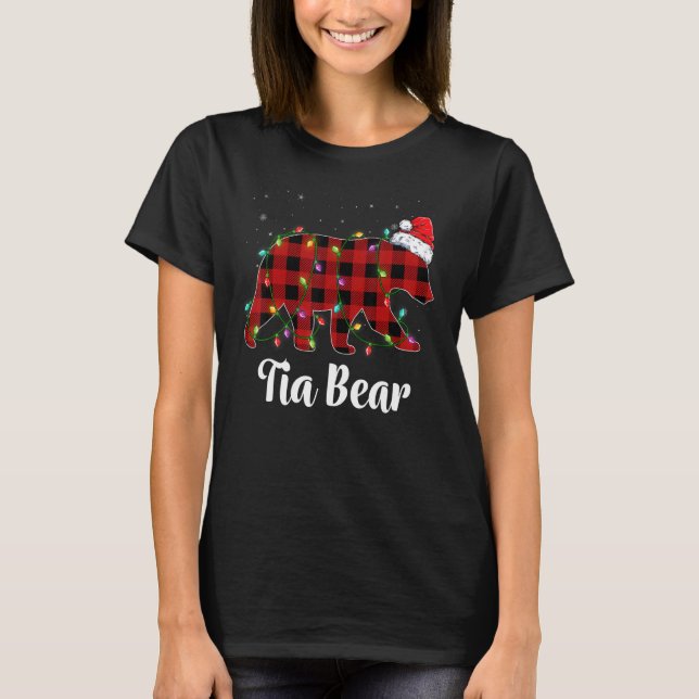 Camiseta Tia Bear Buffalo Red Plaid Matching Family Christm (Frente)