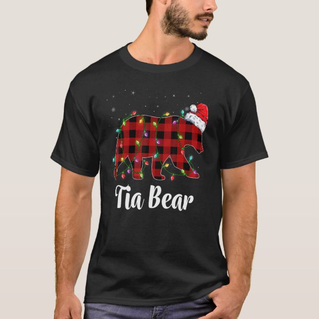 Camiseta Tia Bear Buffalo Red Plaid Matching Family Christm (Frente)