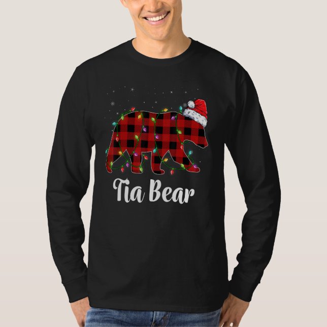 Camiseta Tia Bear Buffalo Red Plaid Matching Family Christm (Frente)