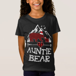 Camiseta Tia Bear Christmas Pajama Red Xadrez Buffalo Fam