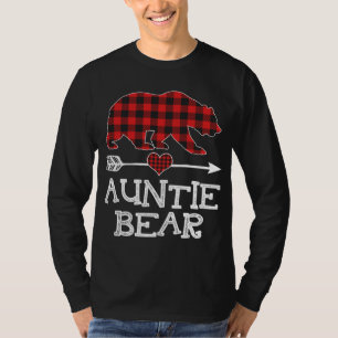 Camiseta Tia Bear Christmas Pajama Red Xadrez Buffalo Fam