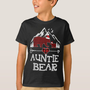 Camiseta Tia Bear Christmas Pajama Red Xadrez Buffalo Fam
