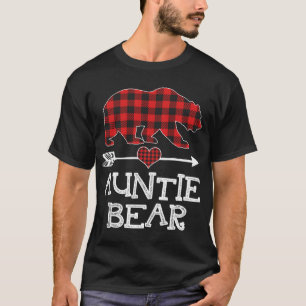 Camiseta Tia Bear Christmas Pajama Red Xadrez Buffalo Fam