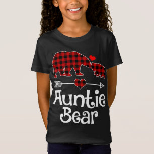 Camiseta Tia Bear Christmas Pajama Red Xadrez Buffalo Mat