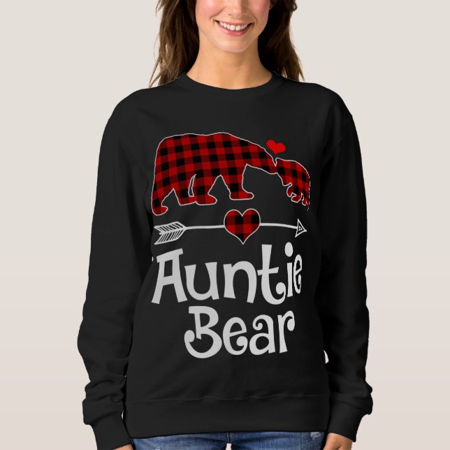 Camiseta Tia Bear Christmas Pajama Red Xadrez Buffalo Mat (Frente)