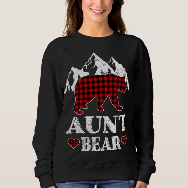 Camiseta Tia Bear Christmas Pajama Red Xadrez Buffalo Match (Frente)