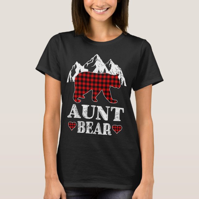 Camiseta Tia Bear Christmas Pajama Red Xadrez Buffalo Match (Frente)