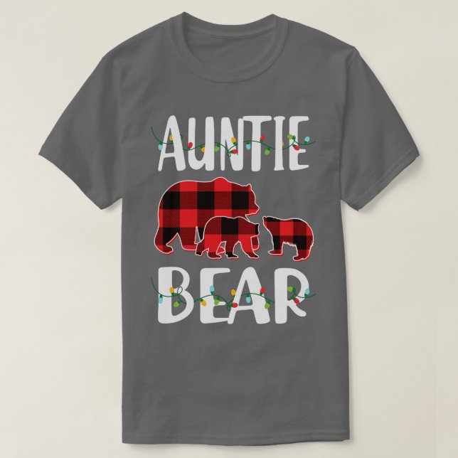 Camiseta Tia Bear Red Xadrez Natal Pajama Matando Famílias (Frente do Design)
