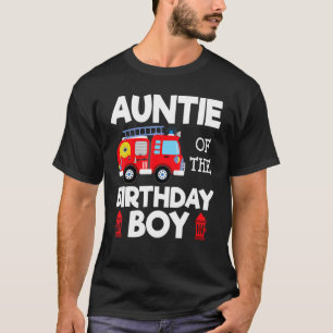 Camiseta Tia Birthday Boy Fire Truck Toddler Bombeiro