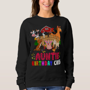 Camiseta Tia Birthday Crew Cute Farm Animais Feliz Nascimen