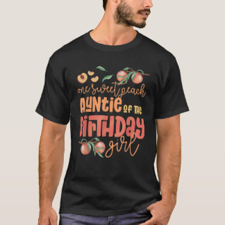 Camiseta Tia Birthday Girl One Peach Peach Peach Birthd
