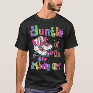 Camiseta Tia Birthday Girl Rolling Skate Família de Anivers
